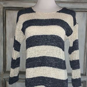 EUC Jones New York Navy & Cream Striped Sweater